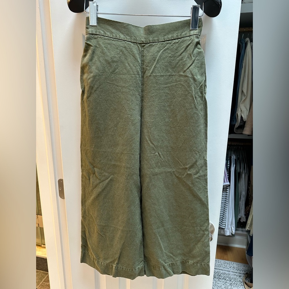 J. Crew Point Sur Gray Seaside Linen Blend Pull On Crop Wide Leg Pants - 2